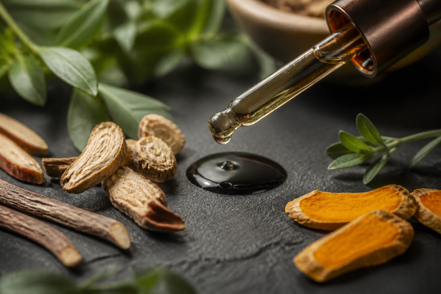 Bitkisel özler ve kök ekstraktları ile hazırlanmış serum damlaları