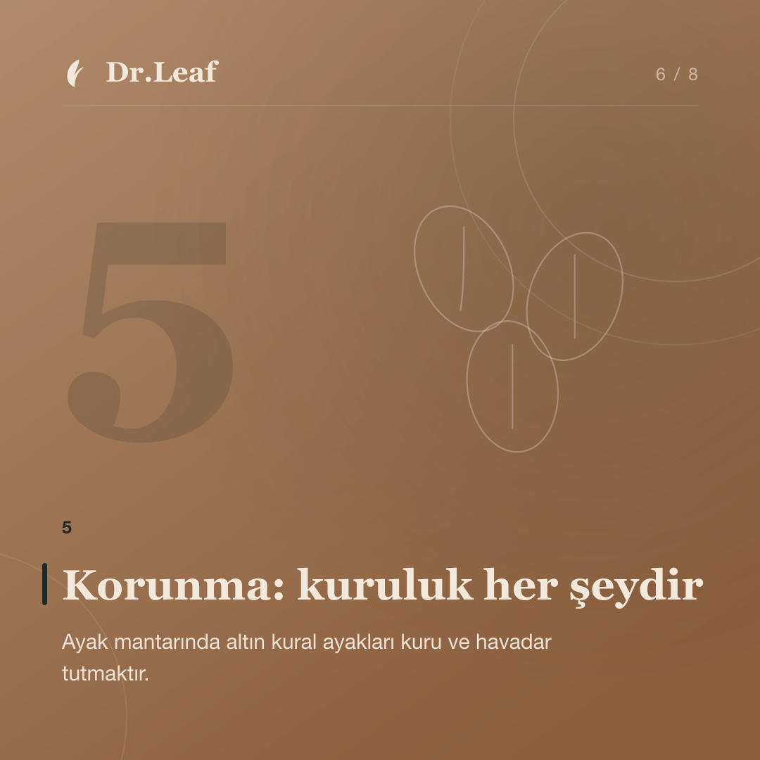 Ayak Mantarı Nedir ve Neden Tekrarlar?: Korunma: kuruluk her şeydir — bilgi kartı 6