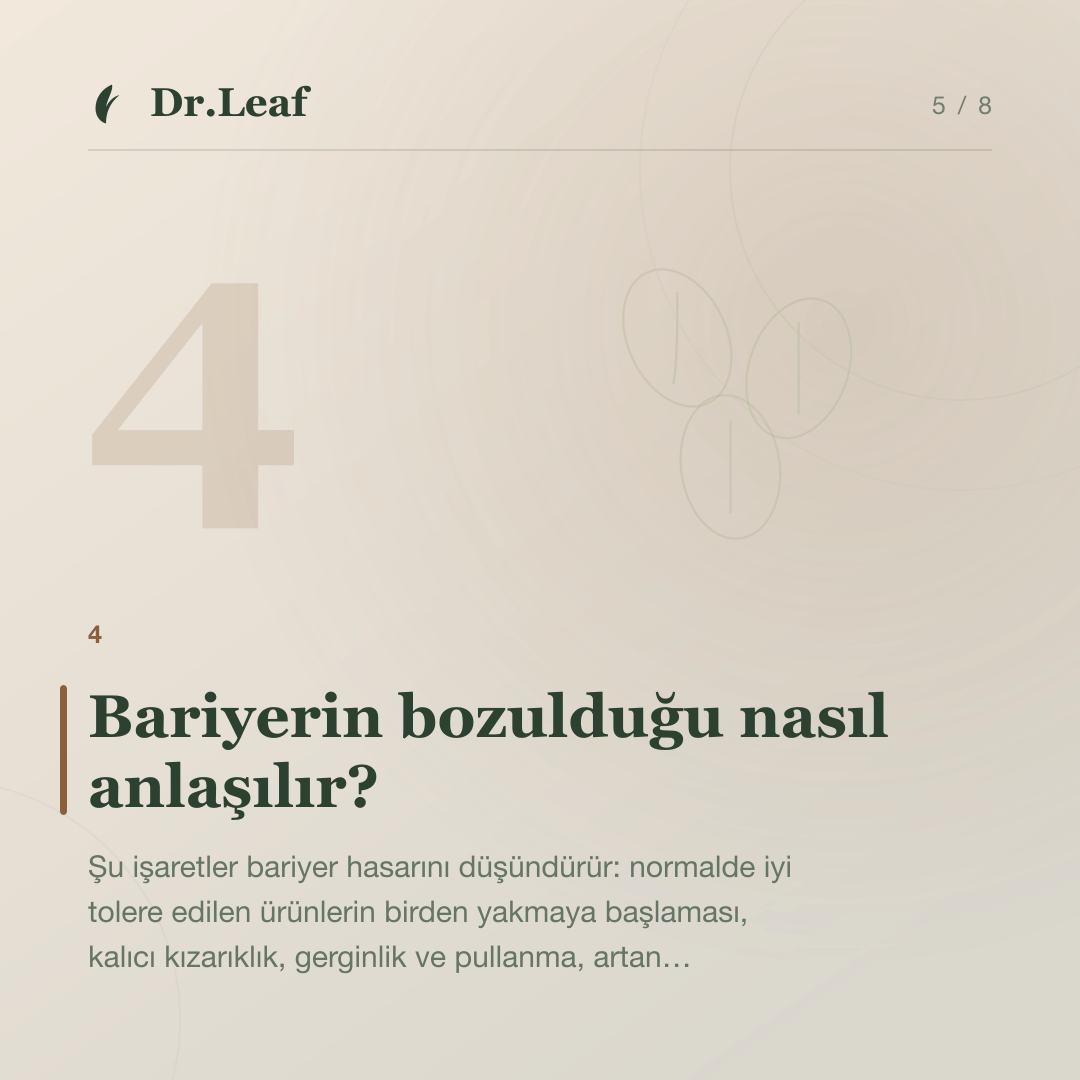 Cilt Bariyeri Nedir ve Nasıl Desteklenir?: Bariyerin bozulduğu nasıl anlaşılır? — bilgi kartı 5