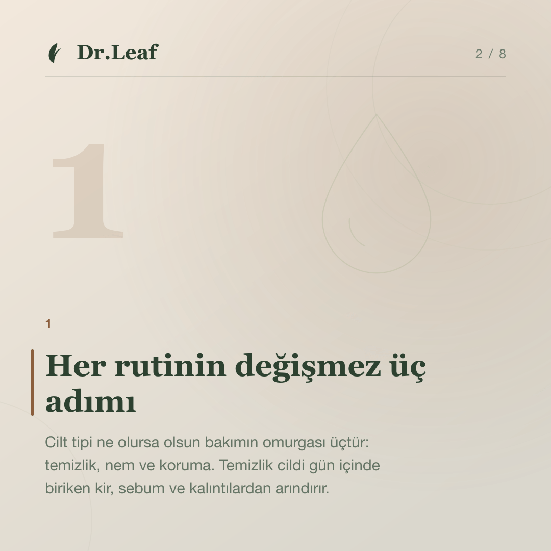 Cilt Tipine Göre Günlük Bakım Rutini Nasıl Oluşturulur?: Her rutinin değişmez üç adımı — bilgi kartı 2