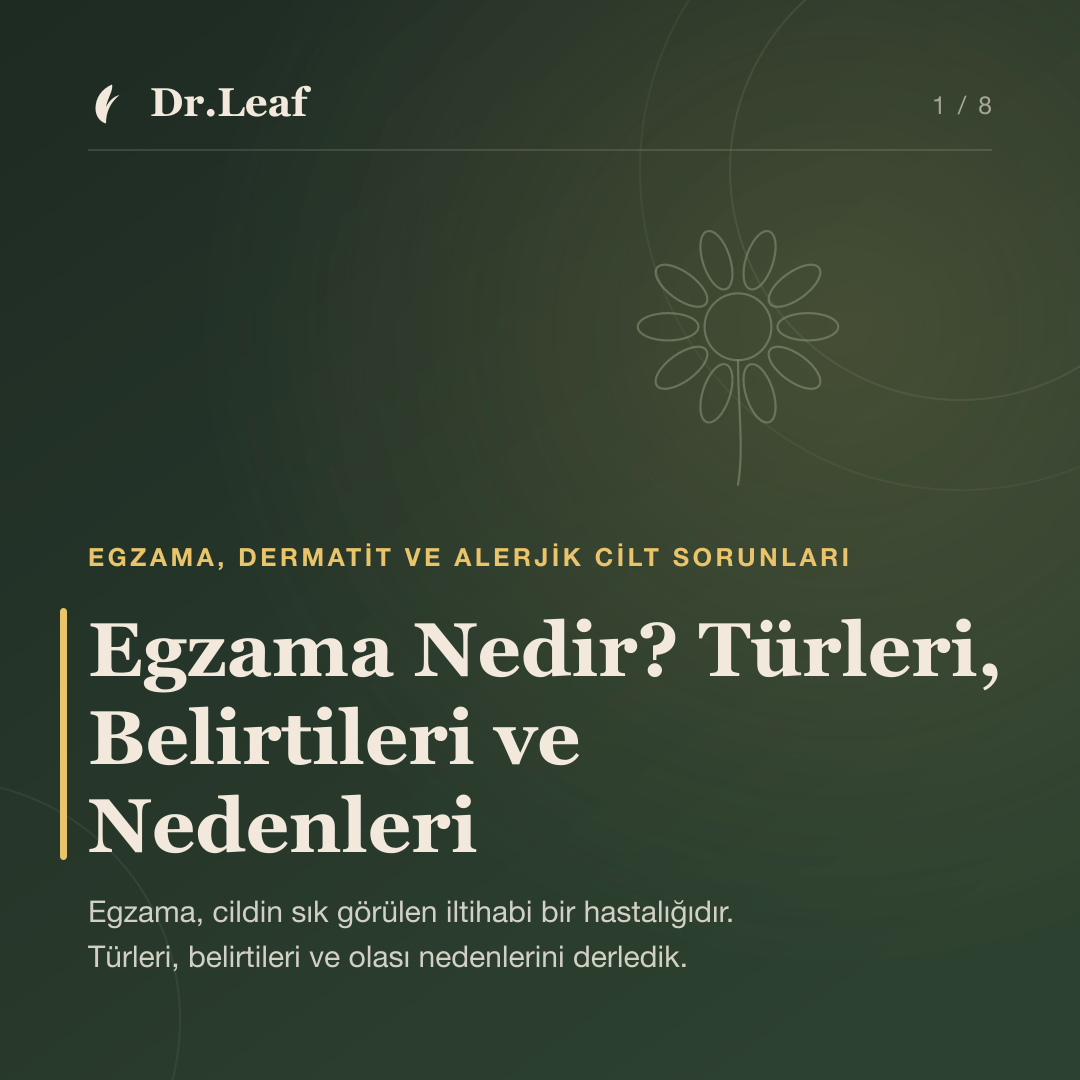 Egzama Nedir? Türleri, Belirtileri ve Nedenleri — Dr.Leaf bilgi kartı