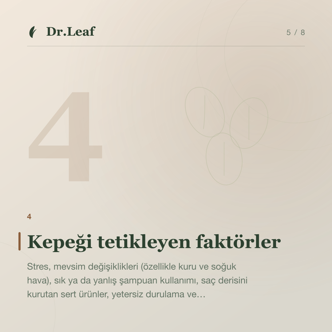 Kepek Nedir ve Neden Oluşur? Kuru ve Yağlı Kepek Farkı: Kepeği tetikleyen faktörler — bilgi kartı 5