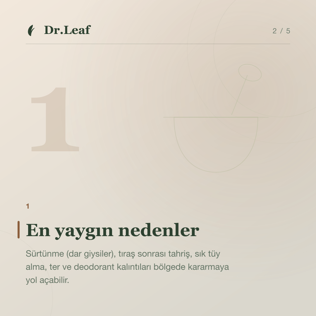 Koltuk altı kararması neden olur?: En yaygın nedenler — bilgi kartı 2
