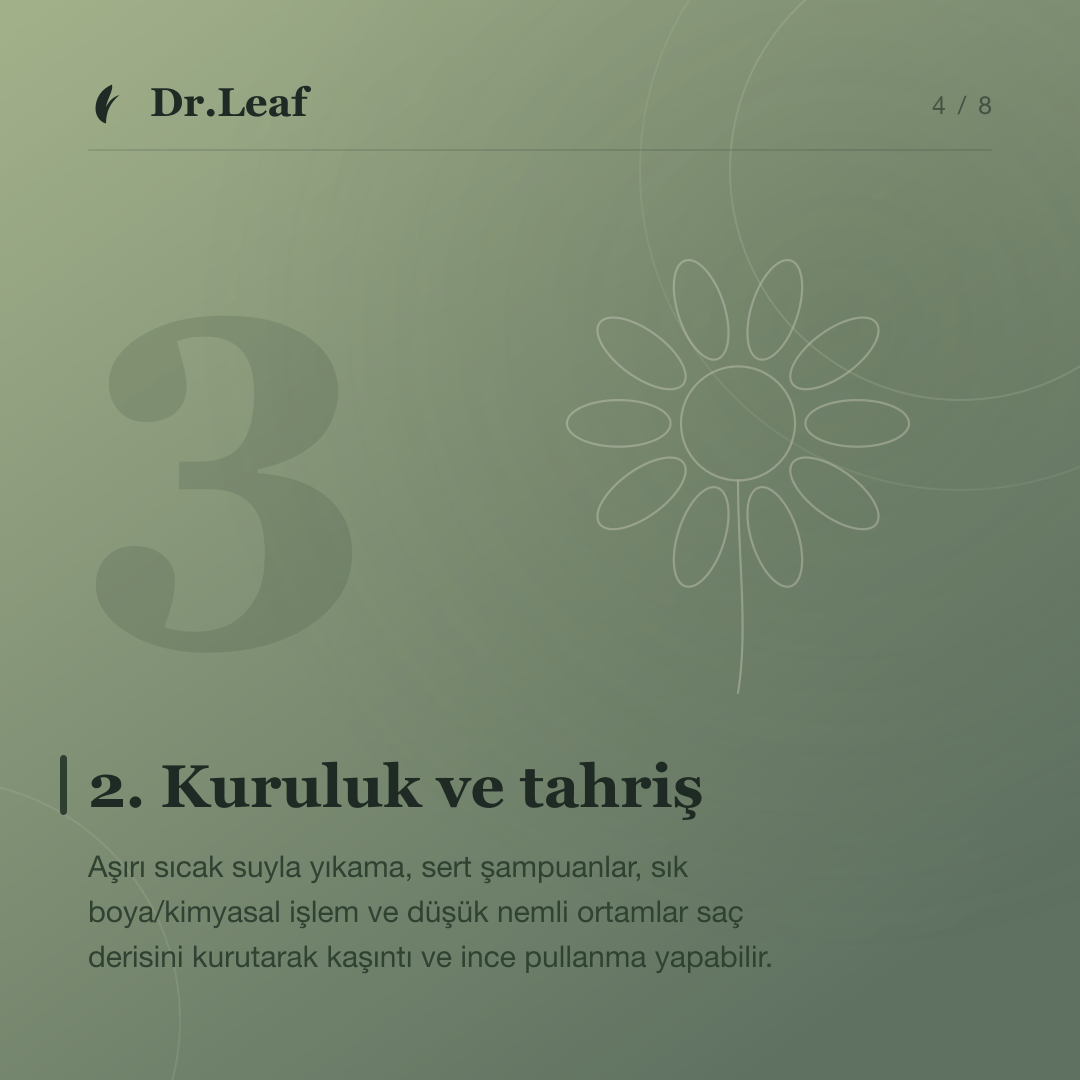 Saç Derisinde Kaşıntı, Kızarıklık ve Kabuklanma Neden Olur?: 2. Kuruluk ve tahriş — bilgi kartı 4