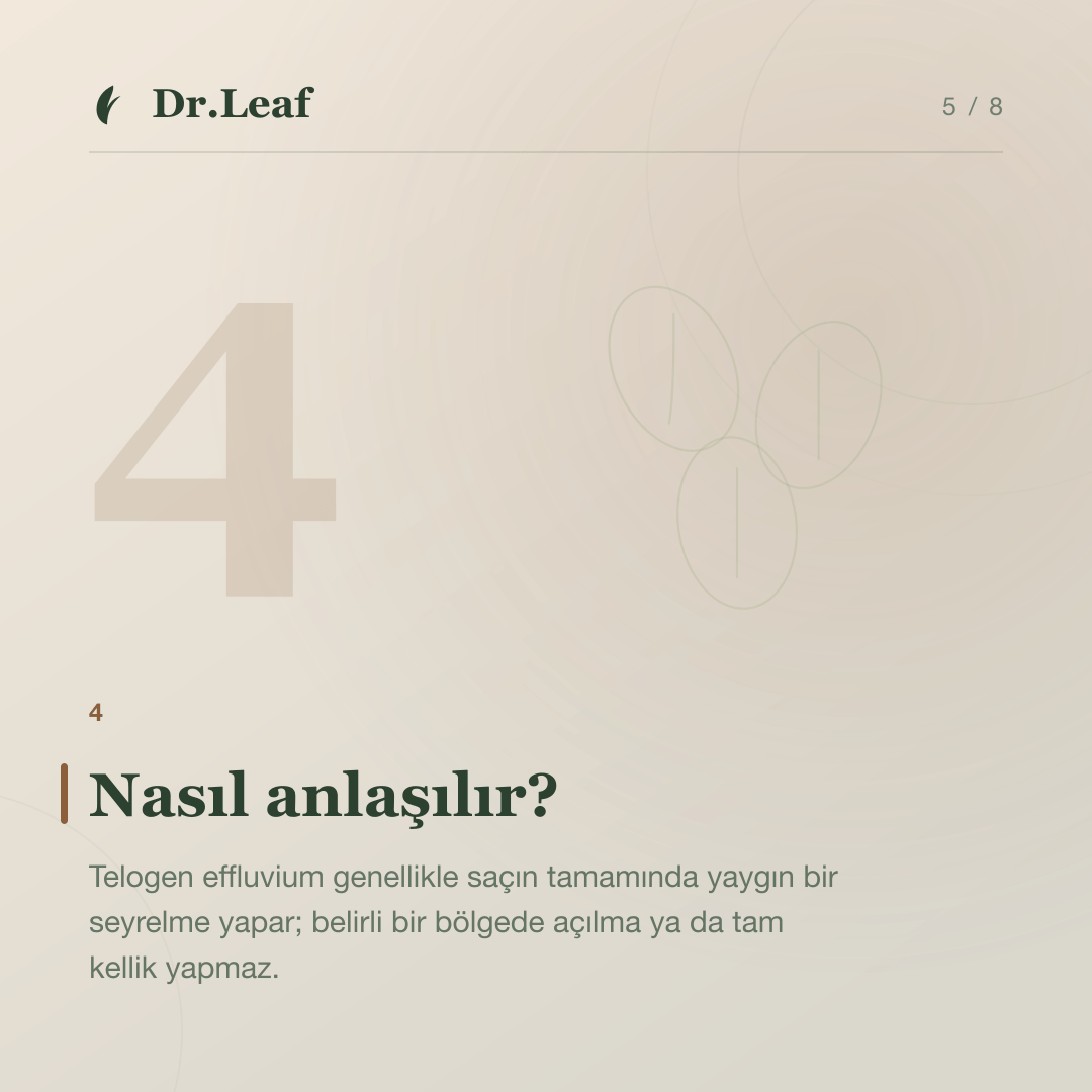 Telogen Effluvium Nedir? Stres ve Şok Sonrası Saç Dökülmesi: Nasıl anlaşılır? — bilgi kartı 5